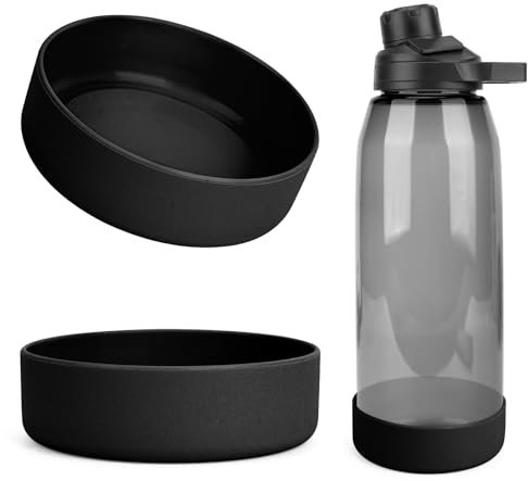 Linkidea - Pack de 2 fundas para botellas de agua compatibles con CamelBak Chute Mag de 1140 ml (40 oz), protector de silicona antideslizante para la base de la botella (negro)