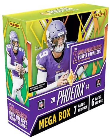 2024-25 Panini Phoenix NFL Football Mega Box – Retail Exclusive, 42 Cards, Color Blast Parallels, Rookie Cards, Official Trading Cards