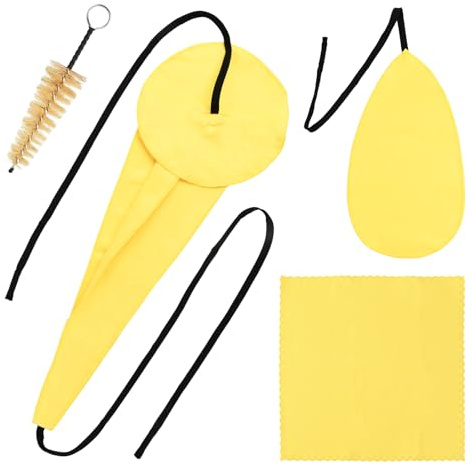 Saxophone Cleaning Kit, Alto Sax Cleaning Kit with Saxophone Cleaning Cloth, Sax Neck Cleaning Swab, Mouthpiece Brush, Dusting Brush for Flute and Woodwind Instruments, Yellow