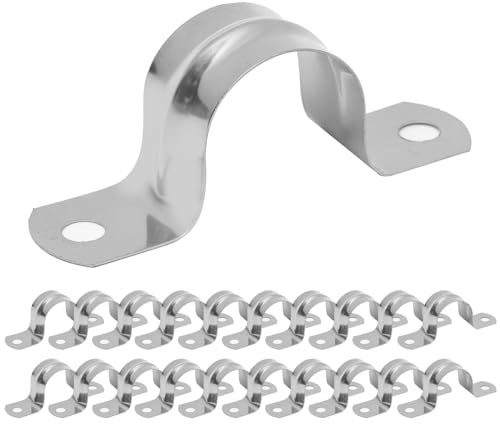Lot de 20 colliers de serrage en acier inoxydable, colliers de serrage de type U, colliers de serrage à vis, pour fixation de tuyaux à gaz, tuyaux d'eau, 16 mm/20 pièces