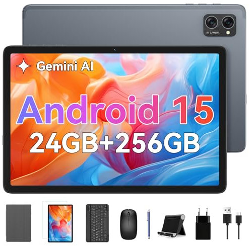 TABWEE T20 Tablet mit Tastatur - 24GB RAM+256GB ROM (2TB TF), Octa-Core, Tablet 10 Zoll, 5000mAh, 8MP+5MP, 5G WiFi, GPS, Face ID (2J Garantie)