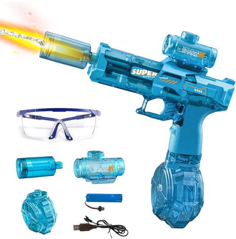 Pistola de Agua Eléctrica para Niño Adulto,Pistola de Agua Eléctrica con luz LED,Juguete para Piscina, Verano y Fiestas en La Playa (Azul)