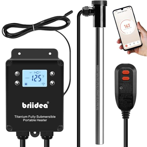 Briidea 120V 1500W WiFi Portable Electric Immersion Water Heater, Compatible with Smart Life APP, Compatible with Alexa, Google Assistant, Anti-Corrosion Sensor, Rapid Heating in Minutes