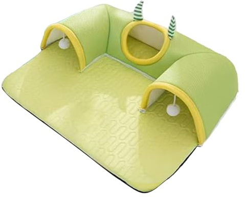 Nudorpn Tunnel de jeu pour chat | Coussin pour chat avec tunnel de jeu | Accessoires pour animaux de compagnie Coussin Tapis de couchage pour petits animaux chiots chatons bien-être à la maison, hiver