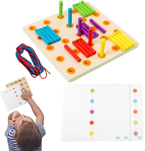 Giocattolo da infilare in legno – Gioco educativo sensoriale | Attività per bambini, sviluppa la coordinazione, la destrezza, la concentrazione e la creatività dei bambini