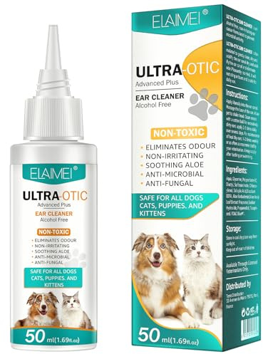 exatta Limpiador oidos Perros, Cuidado del Oido para Perros, Limpiador Orejas Perros, Limpiador de Oídos para Perros y Gatos, Limpia, Elimina Olores, para Todas Las Razas de Gatos y Perros, 50ml