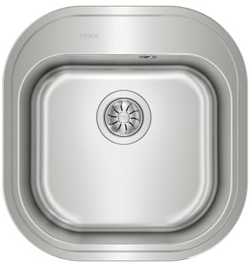 TEKA Fregadero Encastrado 1 Seno para Mueble 45cm, Acero Inoxidable, Incluye Escurridor y Válvula Automática, Modelo Stylo 1C