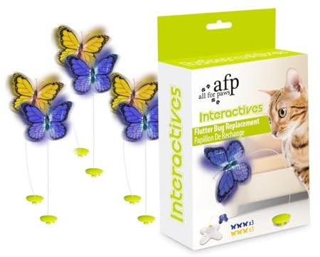 ALL FOR PAWSkattleksak, fladdra, skalbagg, interaktivt leksak, rolig leksak, kattleksak (med glänsande fjäril flodör bug refil