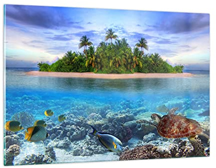 Decoracion Salon Playa laguna agua océano Vidrios decorativos 120x80cm Cuadro Sobre Vidrio Moderno Cocina Cuadros Pared Impresiones Impresión en Cristal Wall Art Prints Grande XXL GAA120x80-2686