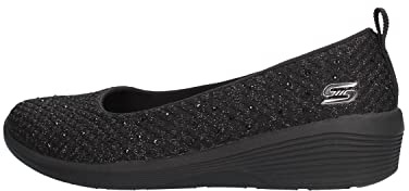 Skechers ARYA SWEET GLITZ, Zapatillas sin cordones para Mujer, Black Metallic Knit/ Black & Gunmetal Trim, 36.5 EU