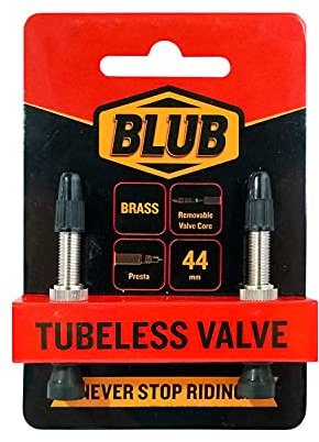 BLUB Schlauchloses MTB Luftventil 44mm, Messing Fahrrad Schlauchloses Luftventil 2er Pack, Presta Tubeless Fahrrad Luftventile, MTB Schlauchlose Luftventile für Rennrad Felgen Mountainbikes, Schwarz