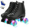 Wilverz Rollschuhe, doppelreihig, höhenverstellbar, für Innen- und Außenbereich, Rollschuhe für Erwachsene, Unisex, Schwarzes Blitzrad, 39=UK:6.5