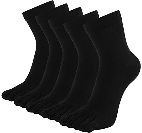 ZFSOCK Männen Tåstrumpor Fem Fingers Bomull Herrstrumpor Färgglada Geometrisk Ränder Sport Löparstrumpor med Tå för Män EU 39-44/45-48, 5 Par