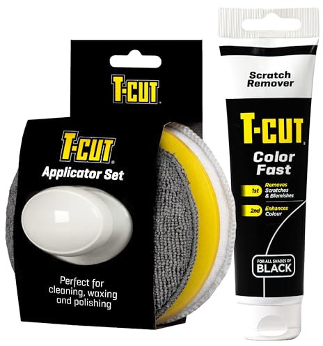 T-Cut CSB150 Black Scratch Remover Color Fast Paintwork Restorer Car Polish - 150g plus a Wax Applicator Set with Handle* 6 Colours Available