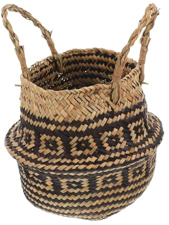 HAKIDZEL Panier à Fleurs Tressé avec Poignée Panier De Rangement pour Plantes Et Décoration Intérieure Corbeille Pratique pour Maison Et Picnics Design Naturel Et Élégant