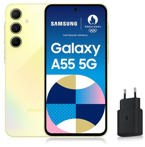 Samsung Galaxy A55 5G, Smartphone Android, 128 Go, Chargeur Secteur Rapide 25W Inclus [Exclusivité Amazon], Smartphone déverrouillé, Lime, Version FR