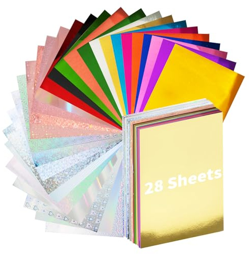 28-pack metalliska holografiska kartongpapper 20 cm x 30 cm 250 gsm/41 kg