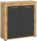 xonox.home Wohnzimmer Jam Highboard Hochkommode Wohnzimmerschrank Hochschrank Anrichte in Front grau Nb. Korpus/Absetzung Wotan Eiche Nb., ca.80x88x35 cm