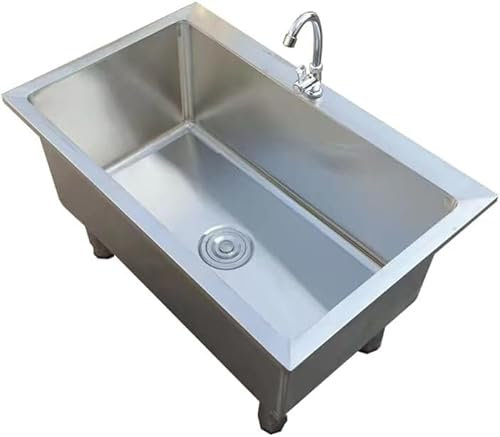 Fregadero de servicio independiente Fregaderos for desechos Fregadero de piso de acero inoxidable Fregadero de cocina comercial Fregadero de servicio for sótanos Garajes(60x40x50cm/2 6x1 7x19.6in)