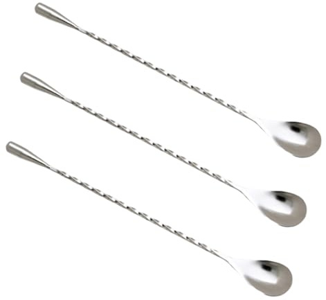 LOORGVEL 3 piezas Cucharas de Bar Inoxidable con Mango de Espiraladas para Cócteles Bebidas Café Postres Hogar y Bar