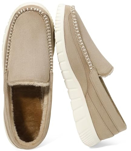 MIXIN Men House Slippers Indoor Outdoor Plush Mens Bedroom Shoes With Meomery Foam Brown 10