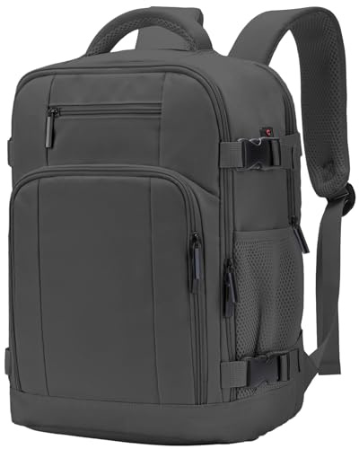 ZHXX Mochila viaje,mochila 40x30x20,como maleta cabina para Ryanair|Vueling|Wizz Air. Incluye compartimento para portátil de 14 pulgadas y bolsillo de seguridad.Gris