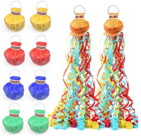 Amigocee Lot de 10 Pétards Colorés en Papier Multicolores, sans Gâchis, à à la Main pour Anniversaire, Mariage