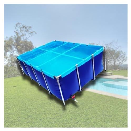 Lago artificiale in tela, Laghetto for pesci in tela fuori terra for aragosta koi con telaio in acciaio, valvola di scarico blu(100 * 60 * 30cm)