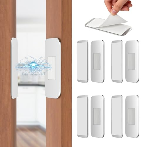 Ultra-Thin Cabinet Door Magnets Jiayi 4 Pack Adhesive Quiet Magnetic Door Catch for Kitchen Cupboard Drill-Free Magnet Latch Drawer Closure Small Wardrobe Sliding Door Magnetic Catches
