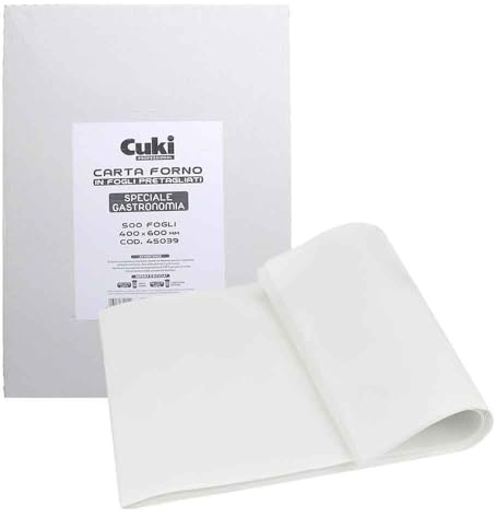 Cuki Professional Carta Forno in Fogli Pretagliati 40x60 cm, 500 Fogli, Antiaderente, Resistente fino a 220°C per 1 Ora, Carta da Forno Professionale per Teglie e Pasticceria