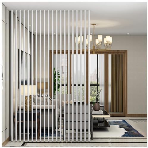 Separador de pared para separación de habitaciones, suelo a techo, separador de postes redondos de dormitorio, listones de metal, poste de división con patas ajustables