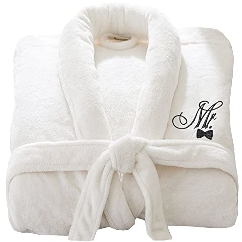 Wedding Bathrobe Mr and Mrs Embroidery logo on Bathrobes 100% COTTON Terry Towel Bathrobe LUXURY VELOUR bathrobes
