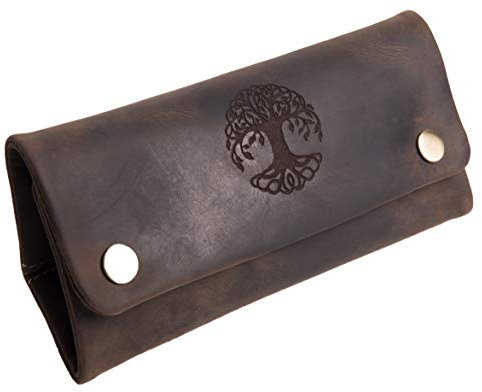 Anders Tabaktasche Drehertasche Leder I Lederdesign Germany (Dunkelbraun-Motiv2)