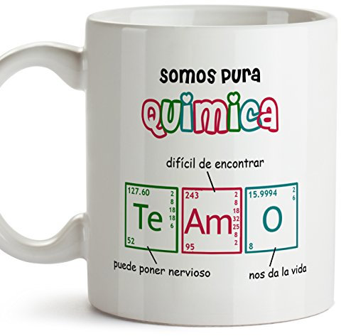 MUGFFINS Taza química (EN ESPAÑOL) - Somos Pura química - TE Amo - Regalo para Novias o Novios. - Cerámica - 11oz / 350 ml