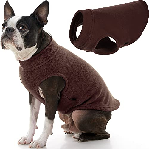 Gooby - Stretch Fleece Vest Sweater Fleece Vest Jacket Jumper for Dogs Brown XXL