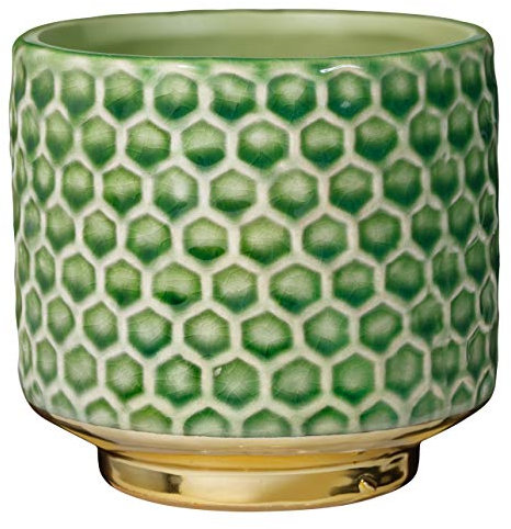 Bloomingville Blumentopf Home Retro Übertopf Vintage Pflanztopf für Zimmerplanzen, Sukkulenten S (10 cm ø) Öffnung: 9 cm ø, grün, Keramik