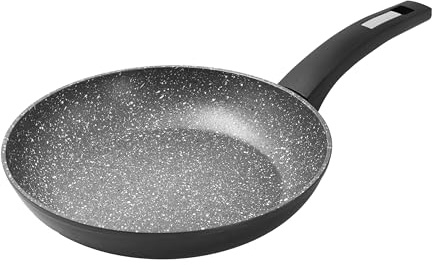 Zanetti, Durapietra Black Non-Stick Frying Pan Suitable for All Hob Types Including Induction Sturdy Base Thick Coating Soft Touch Handle Diameter 22 cm