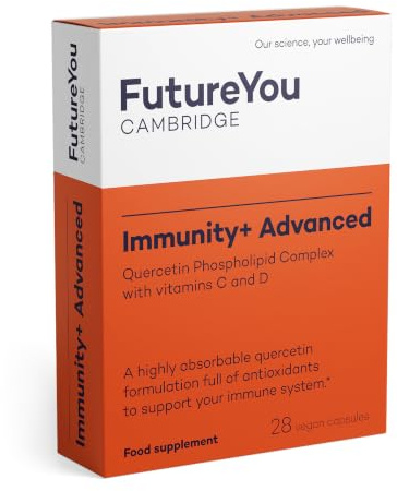 Immunity+ Advanced Capsules with Vitamin C & Vitamin D – Energy Supplement with Immune Support – 28 Day Supply – 5000mg Quercetin Supplement by FutureYou Cambridge