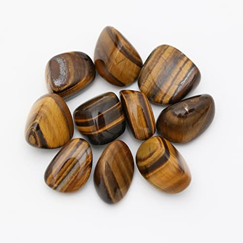 Nvzi tumlade polerade naturliga tigeröga stenar, kristaller och helande stenar kvartsbulk för Wicca, Reiki, helande energi, chakrastenar, häxkonsttillbehör (10 st)