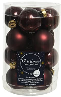 Weihnachtskugeln Glas 35mm x 16 Stück kleine Christbaumkugeln Dunkelbraun braun Schokoladenbraun