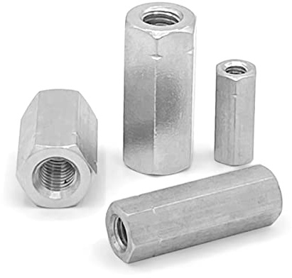 NOLDAR | Dadi esagonale di giunzione in acciaio inox. Dadi di accoppiamento. Manicotti M10 x 30 mm (4 pezzi)