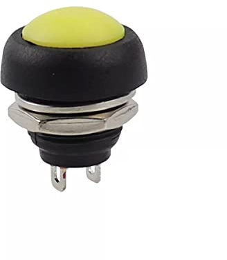 Pulsante rotondo, 12 mm, interruttore a pressione fai da te, AC 1,5 A/230 V, 12 V, interruttore non istantaneo, colore giallo