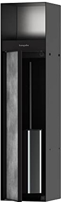 Hansgrohe XtraStoris Rock 56062670 - Portaescobillas empotrable con Soporte para Papel higiénico y Puerta de Azulejos en Negro Mate