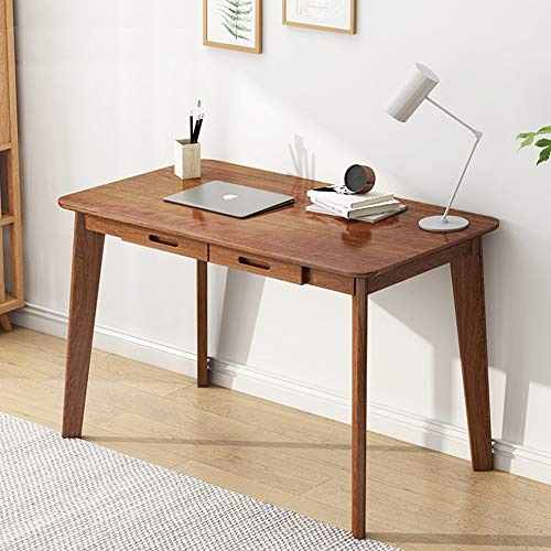 IOTXY Mesa de Escritorio Pequeña de Madera con Cajones - Mesa para Ordenador para el Hogar, Nogal, 100 cm