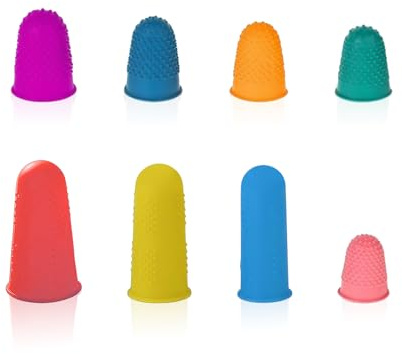 8 fingerskydd, silikonfingerskydd, silikonfingrar, långa och korta silikonfingrar, halkfria fingrar (rosa, grön, orange, blå, lila, röd)