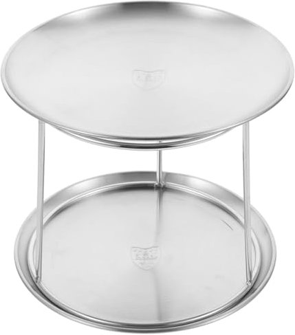 Luxshiny Alzatina Cucina Pesce Crudo in Acciaio Inox a Doppio Per Ostriche, Gamberi E Granchi, Set Con Vassoio Da 17cm E 20cm Per Buffet E Cene