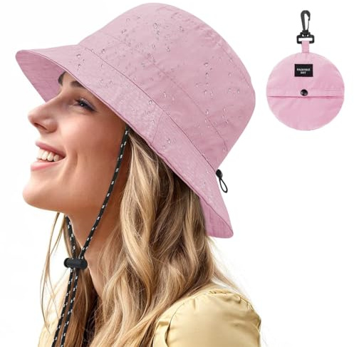 AIYVELU Sombrero de lluvia para mujer, resistente al agua, sombrero de pescador, sombrero de pescador, sombrero de pesca, sombrero de pesca, sombrero para el sol para mujer, plegable, portátil, para