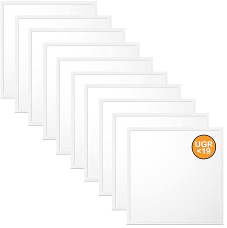 WSU Lights 10x LED Panel, Deckenleuchte, 62x62cm, 4400lm, 4000K, 40W, UGR<19, inkl. Trafo, Rasterleuchten, Einlegeleuchte, Büroleuchten (4000 Kelvin (neutralweiß), 10 Stück)