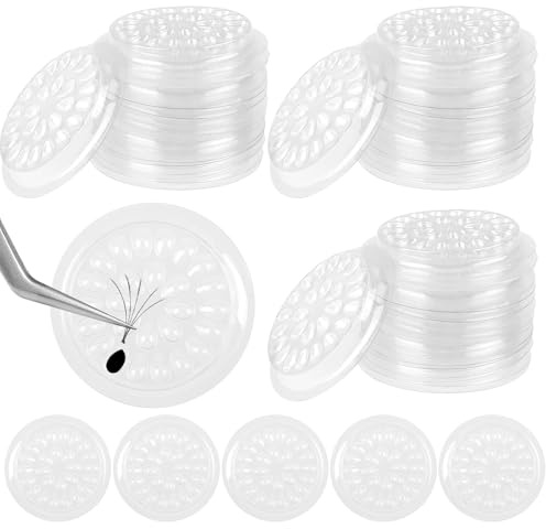 Lash Trays, Lash Trays for Extensions 100Pcs Lash Glue Holder, Disposable Plastic False Eyelashes Holders Plastic Eyelash Pads for Extensions Eyelashes Glue Pallet Pad(Transparent)
