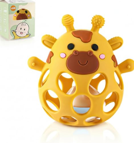 Lociban Massaggiagengive in Silicone, Anello da Dentizione Neonato, Giochi per Bambini 3-18 Mesi Senza BPA, Sonaglio per Gengive Neonati